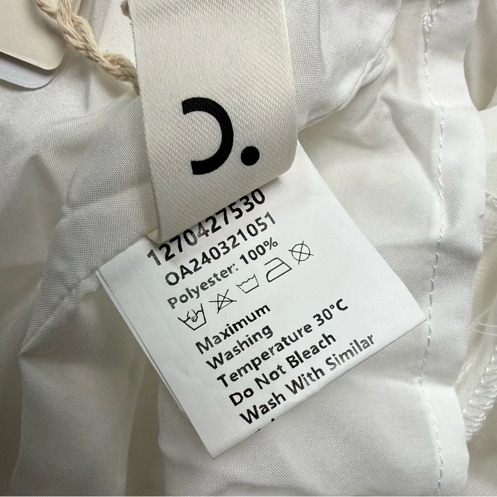 Commense White Pleated Chiffon Maxi Dress Satin Bodice Semi Sheer Small NWT - Picture 8 of 10